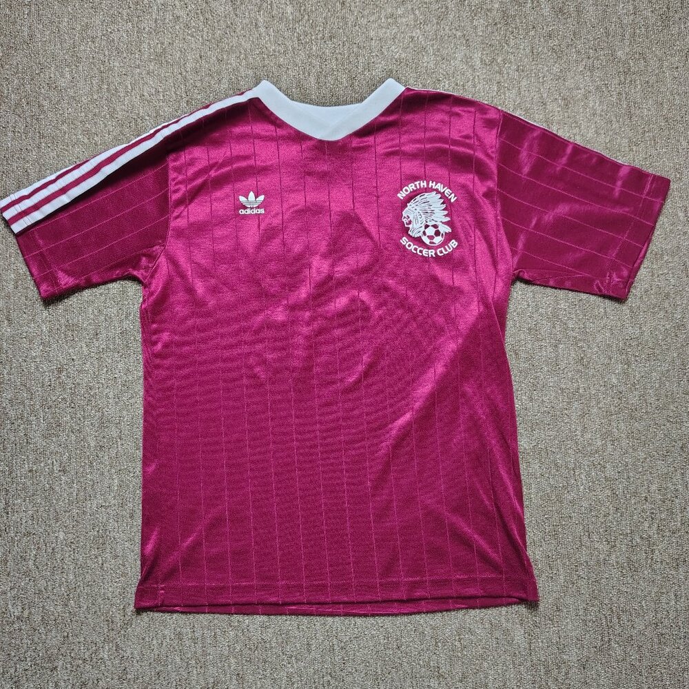 Vintage ADIDAS Soccer Jersey Men S Maroon North Haven Soccer Club V-Neck #2